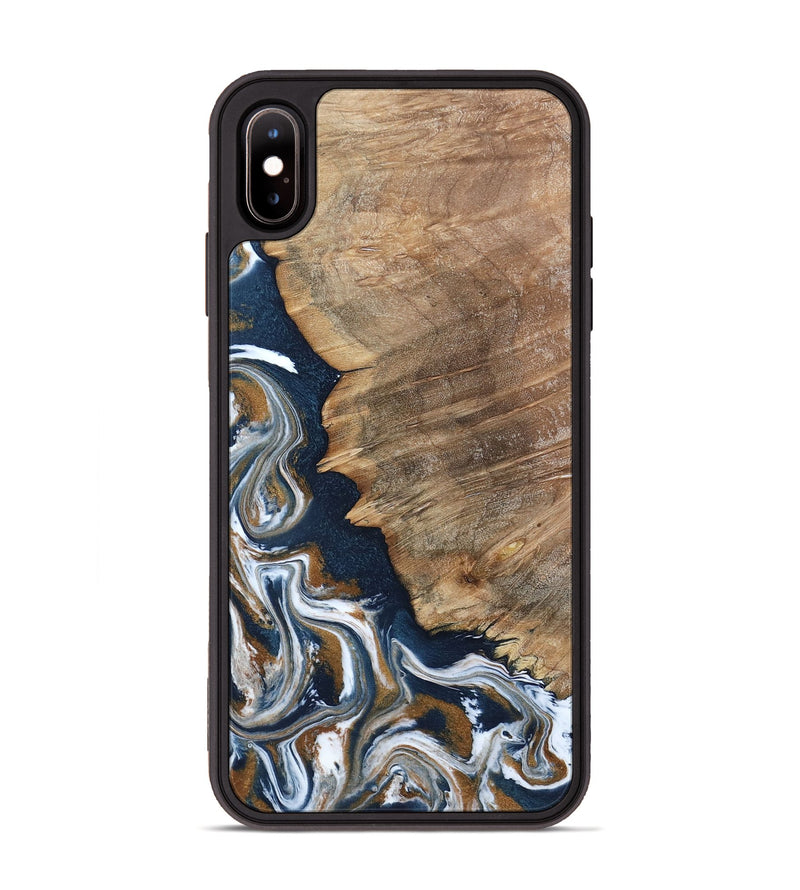 iPhone Xs Max Wood Phone Case - Whitley (Teal & Gold, 800685)