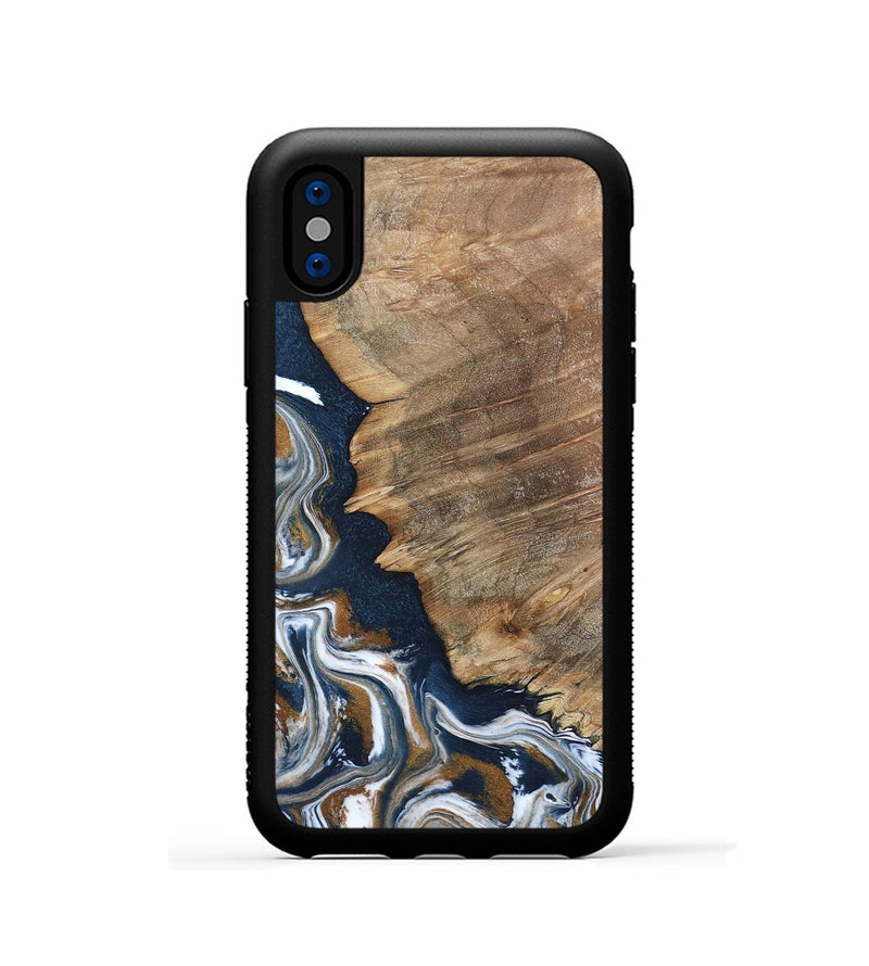 iPhone Xs Wood Phone Case - Whitley (Teal & Gold, 800685)