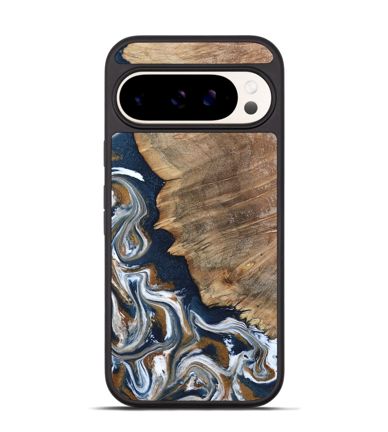 Pixel 9 Wood Phone Case - Whitley (Teal & Gold, 800685)
