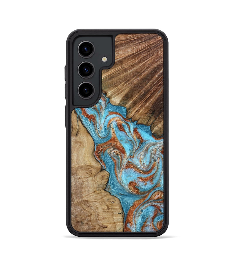 Galaxy S24 Wood Phone Case - Nori (Teal & Gold, 800686)