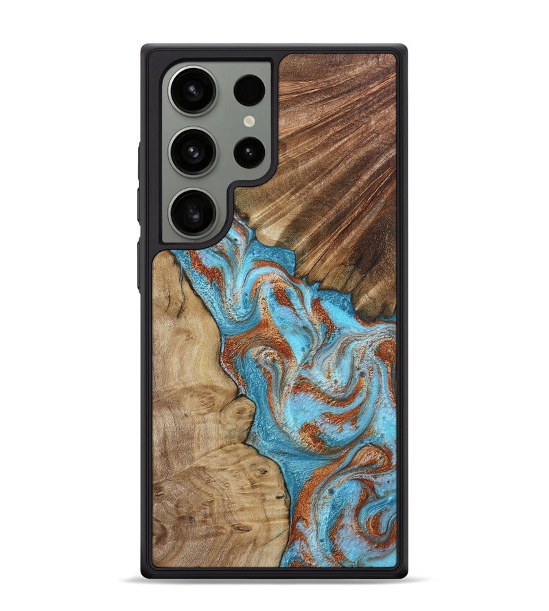 Galaxy S24 Ultra Wood Phone Case - Nori (Teal & Gold, 800686)