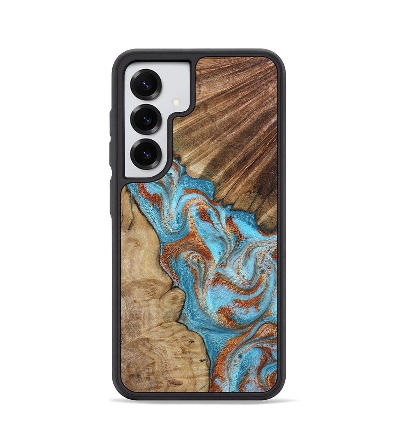 Galaxy S25 Wood Phone Case - Nori (Teal & Gold, 800686)