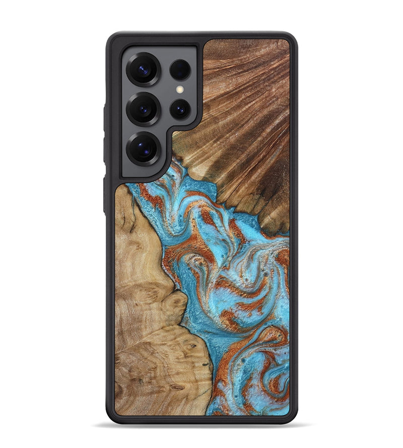 Galaxy S25 Ultra Wood Phone Case - Nori (Teal & Gold, 800686)