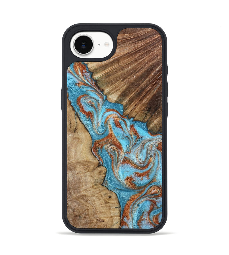 iPhone 16e Wood Phone Case - Nori (Teal & Gold, 800686)