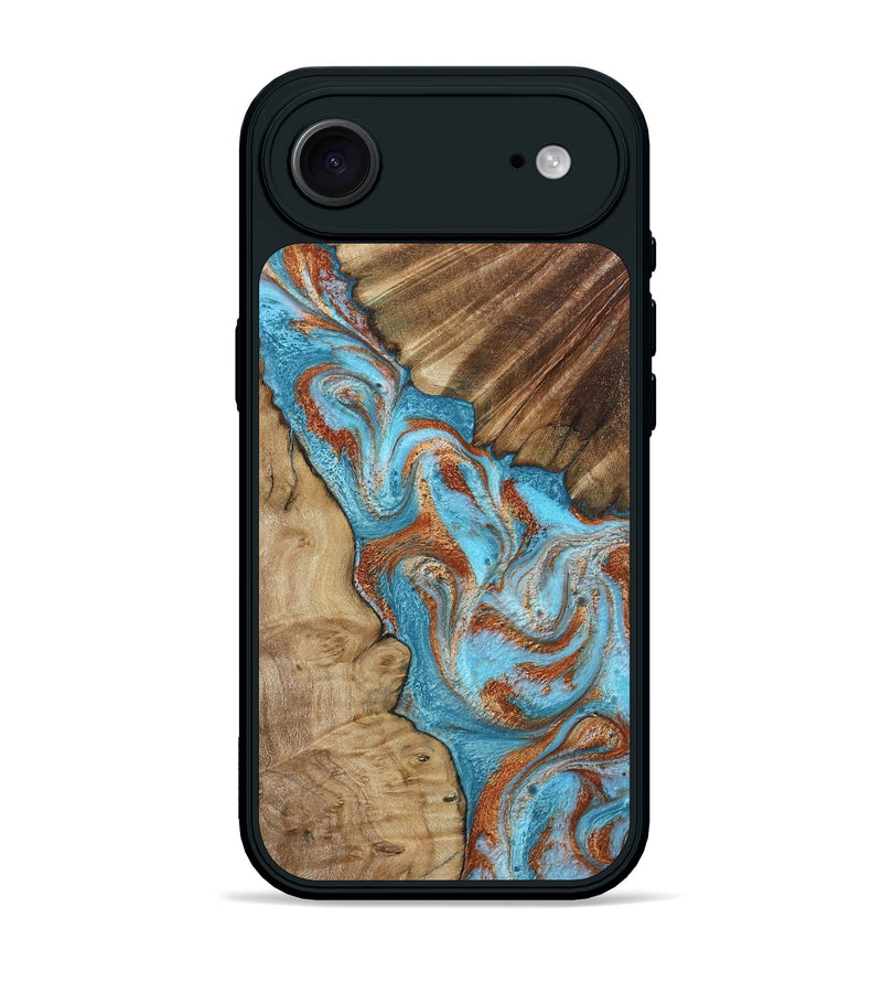 iPhone 17 Air Wood Phone Case - Nori (Teal & Gold, 800686)
