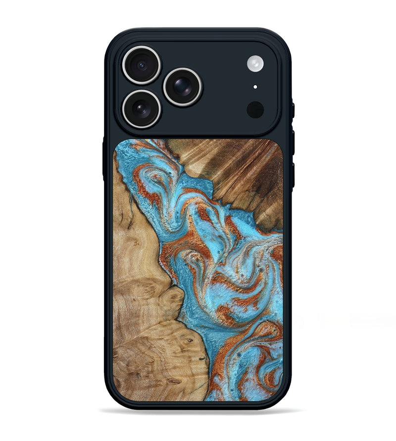 iPhone 17 Pro Max Wood Phone Case - Nori (Teal & Gold, 800686)