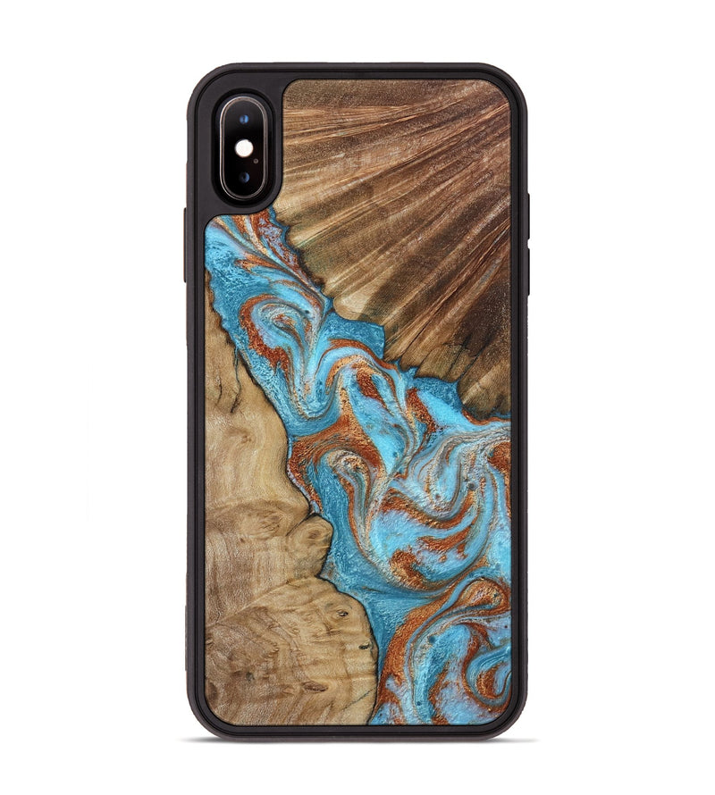 iPhone Xs Max Wood Phone Case - Nori (Teal & Gold, 800686)