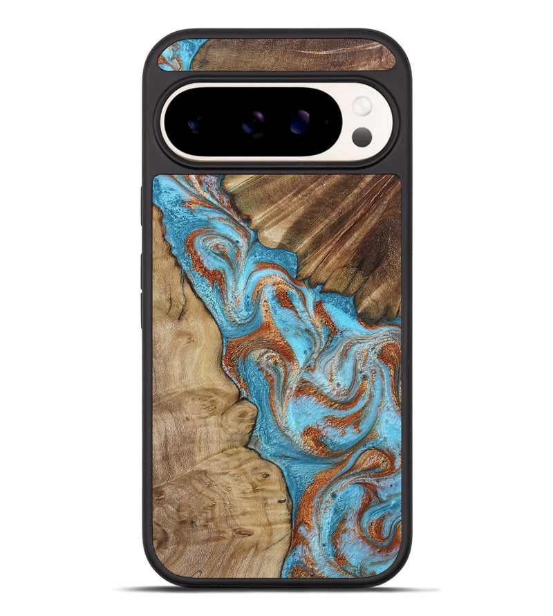 Pixel 9 Pro XL Wood Phone Case - Nori (Teal & Gold, 800686)