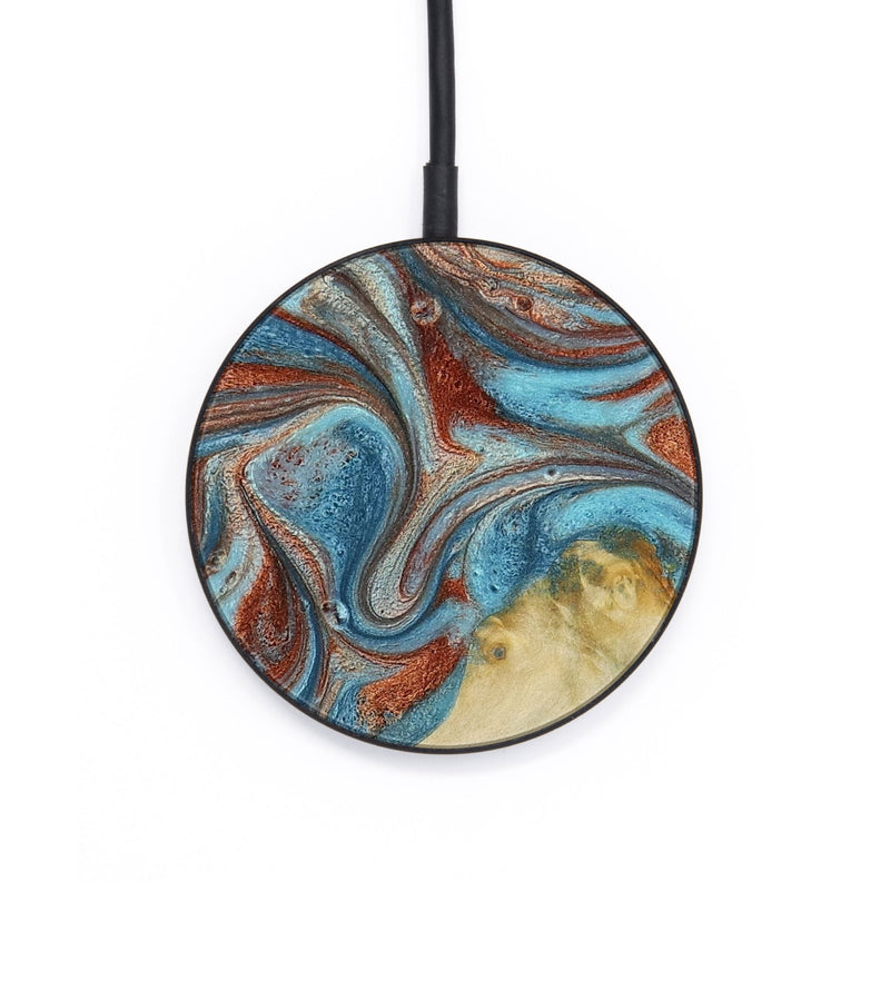 Circle Wood Wireless Charger - Dorian (Teal & Gold, 800690)