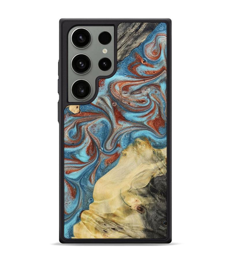 Galaxy S24 Ultra Wood Phone Case - Dorian (Teal & Gold, 800690)
