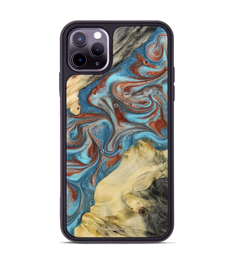 iPhone 11 Pro Max Wood Phone Case - Dorian (Teal & Gold, 800690)