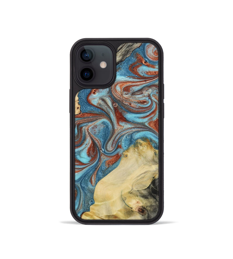 iPhone 12 mini Wood Phone Case - Dorian (Teal & Gold, 800690)