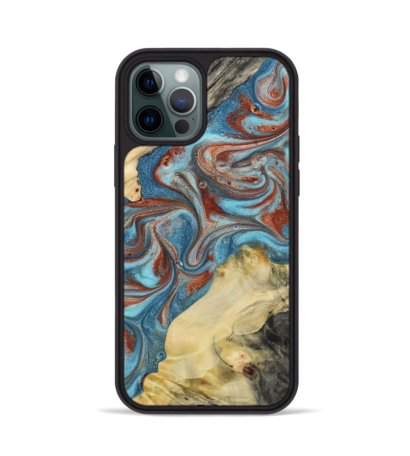 iPhone 12 Pro Wood Phone Case - Dorian (Teal & Gold, 800690)