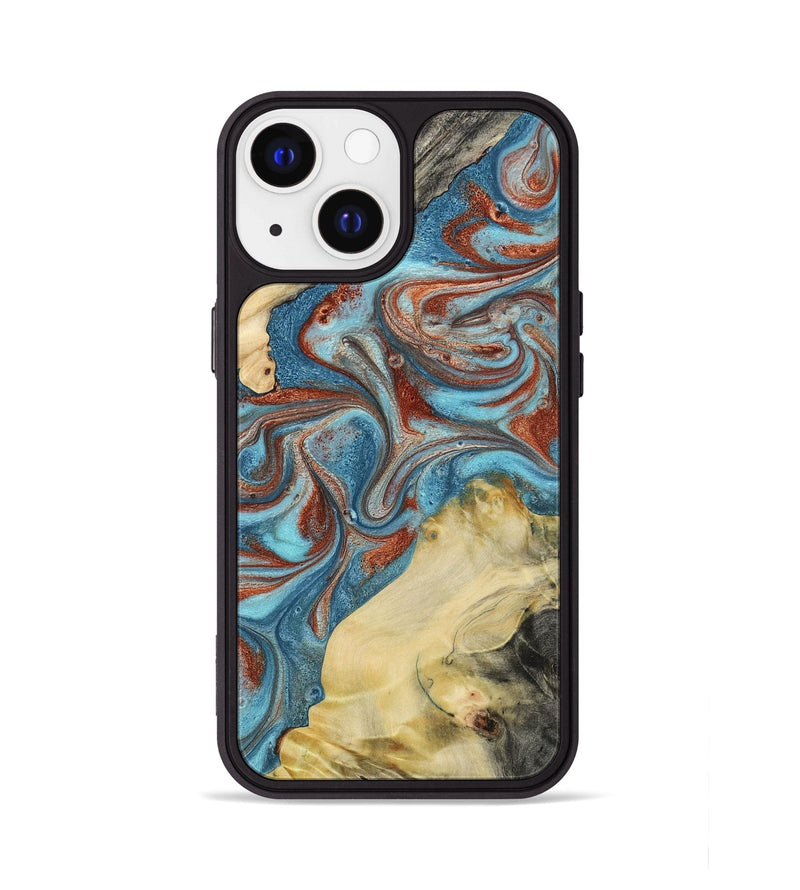 iPhone 13 Wood Phone Case - Dorian (Teal & Gold, 800690)