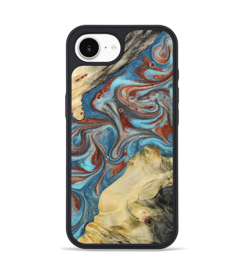 iPhone 16e Wood Phone Case - Dorian (Teal & Gold, 800690)