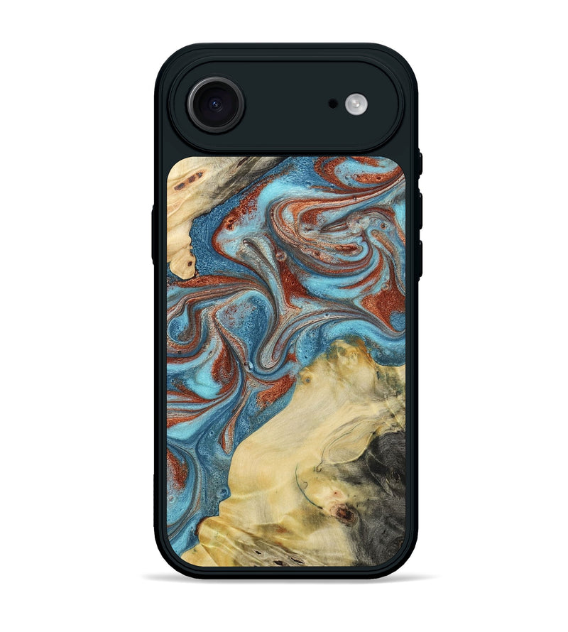 iPhone 17 Air Wood Phone Case - Dorian (Teal & Gold, 800690)