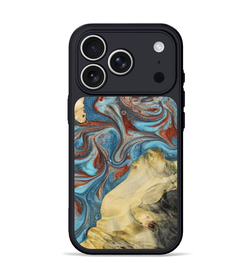 iPhone 17 Pro Wood Phone Case - Dorian (Teal & Gold, 800690)