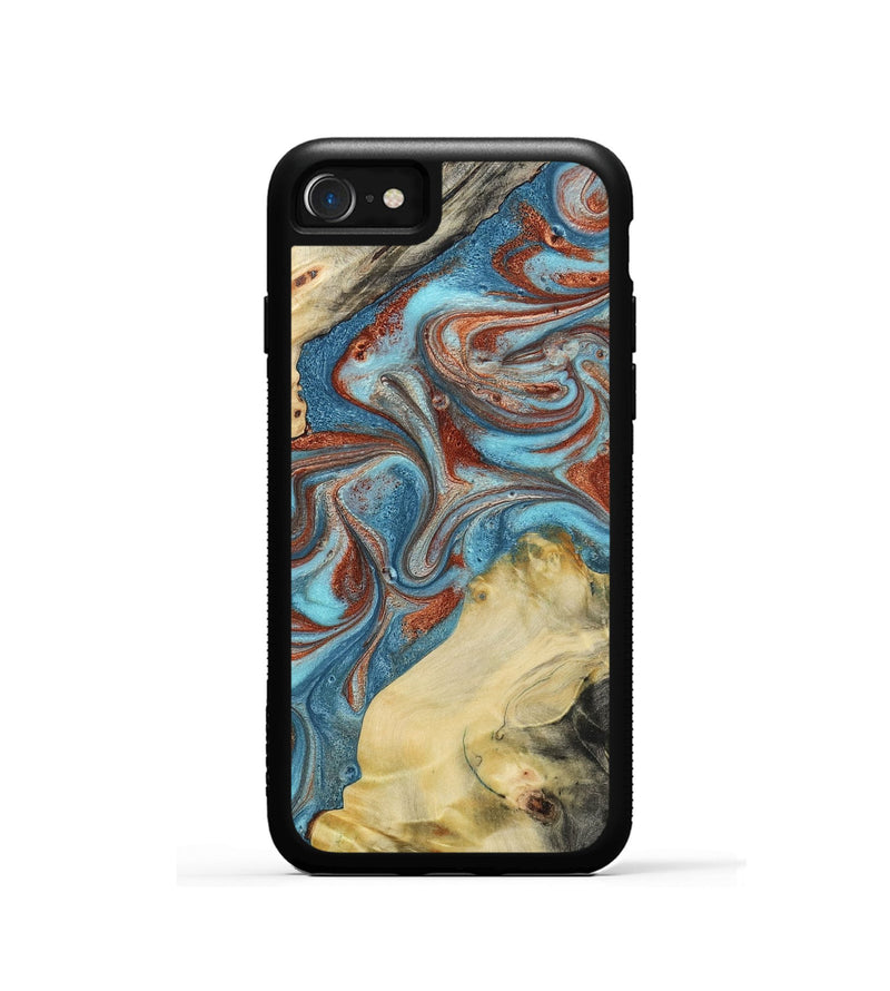 iPhone SE Wood Phone Case - Dorian (Teal & Gold, 800690)