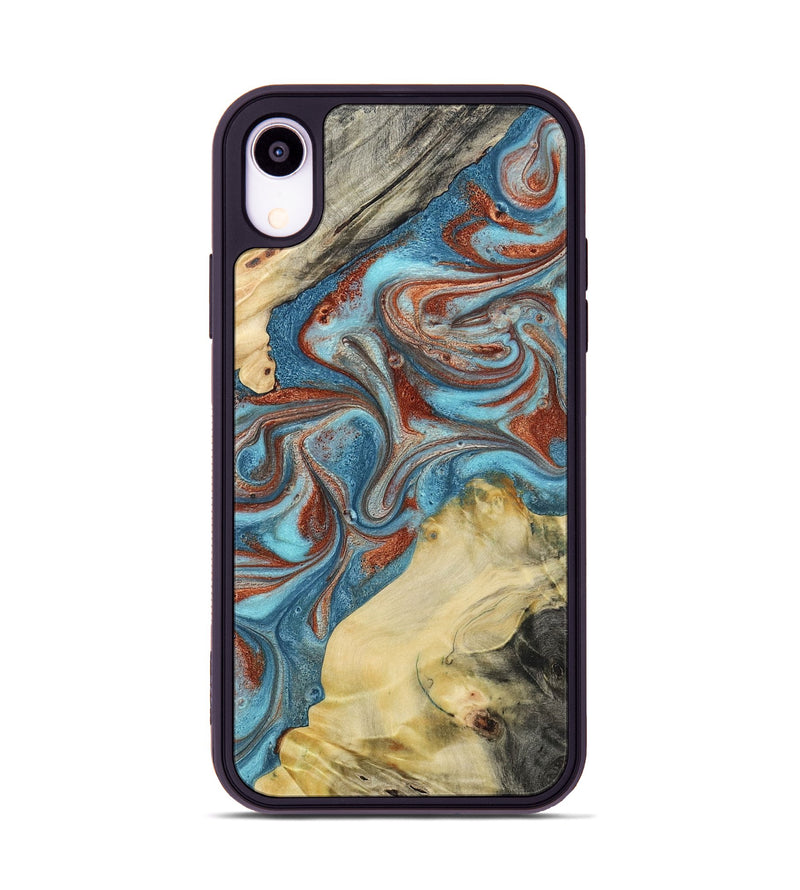 iPhone Xr Wood Phone Case - Dorian (Teal & Gold, 800690)