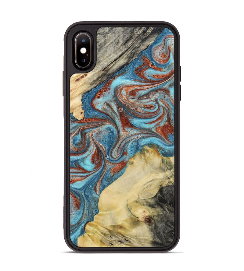 iPhone Xs Max Wood Phone Case - Dorian (Teal & Gold, 800690)