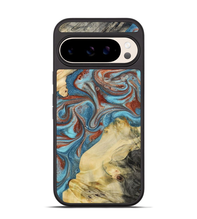 Pixel 10 Wood Phone Case - Dorian (Teal & Gold, 800690)