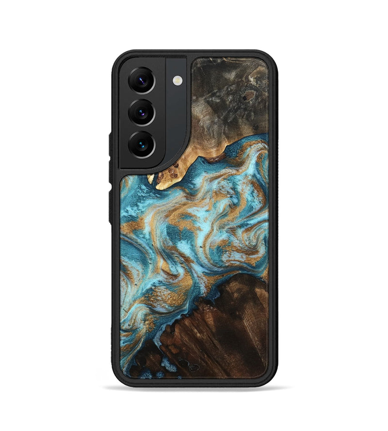Galaxy S22 Wood Phone Case - Dominic (Teal & Gold, 800692)