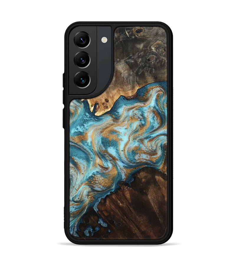 Galaxy S22 Plus Wood Phone Case - Dominic (Teal & Gold, 800692)