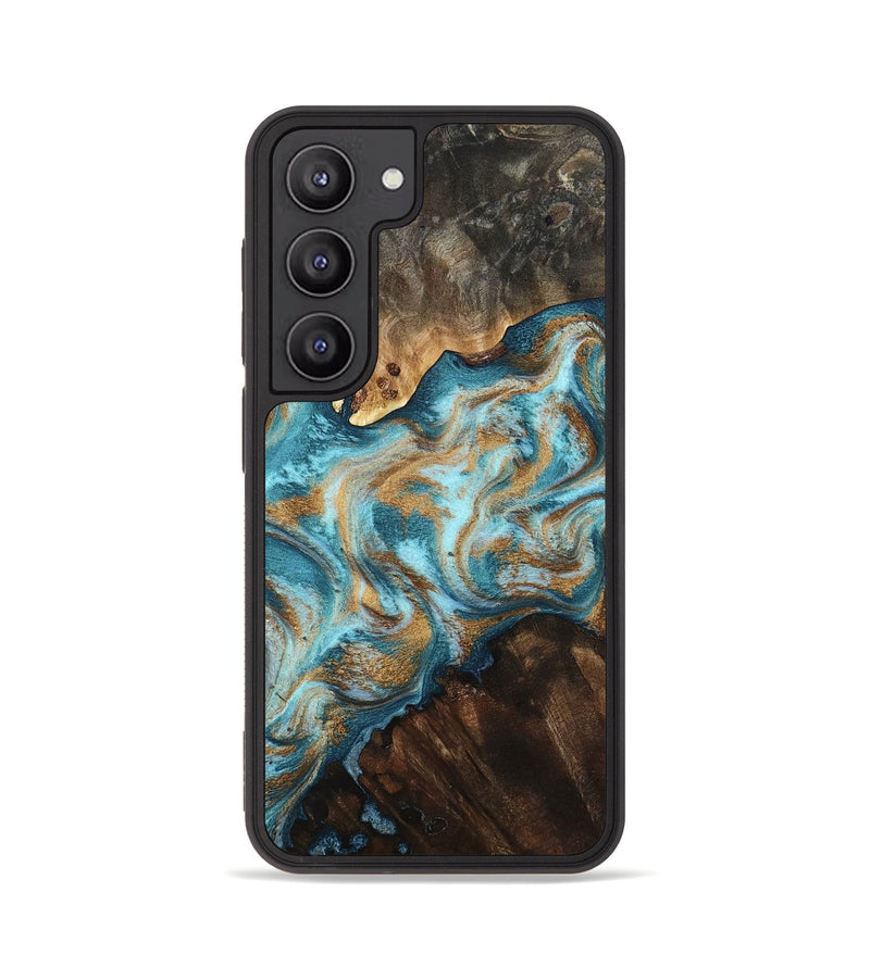Galaxy S23 Wood Phone Case - Dominic (Teal & Gold, 800692)