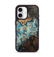 iPhone 17 Wood Phone Case - Dominic (Teal & Gold, 800692)