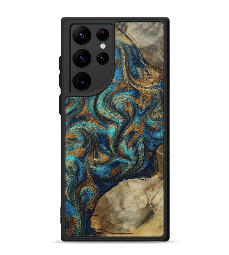 Galaxy S22 Ultra Wood Phone Case - Rodolfo (Teal & Gold, 800693)
