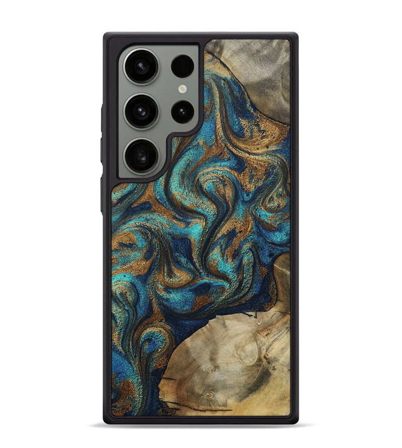 Galaxy S24 Ultra Wood Phone Case - Rodolfo (Teal & Gold, 800693)
