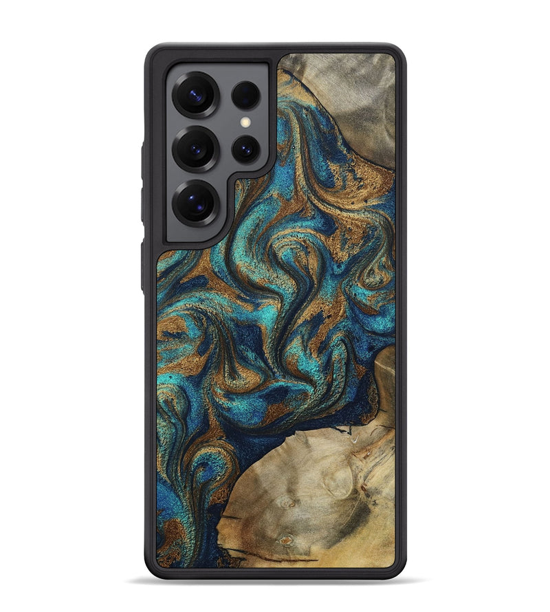Galaxy S25 Ultra Wood Phone Case - Rodolfo (Teal & Gold, 800693)
