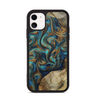 iPhone 11 Wood Phone Case - Rodolfo (Teal & Gold, 800693)