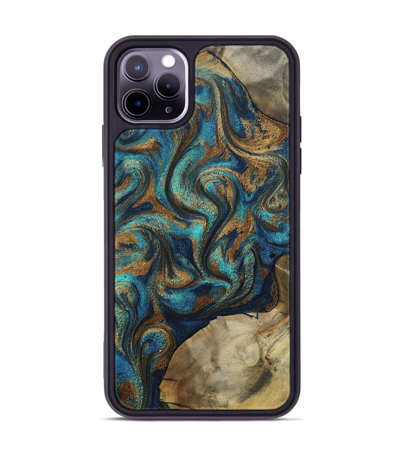 iPhone 11 Pro Max Wood Phone Case - Rodolfo (Teal & Gold, 800693)