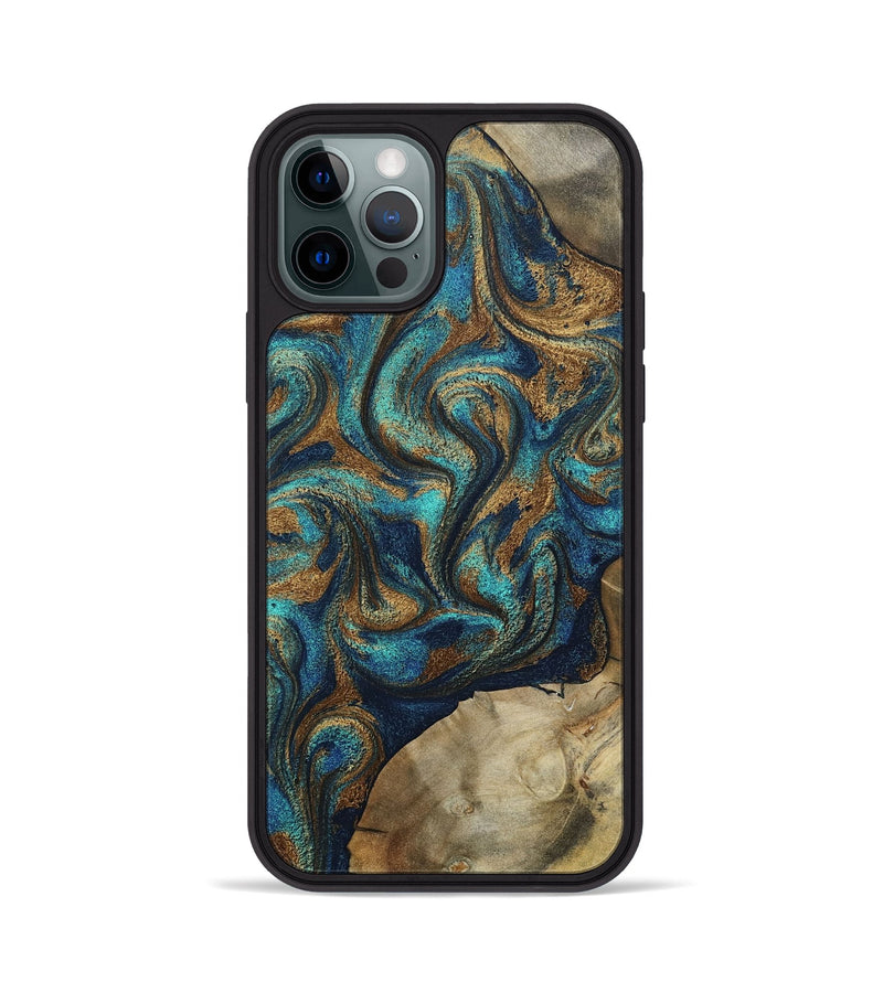 iPhone 12 Pro Wood Phone Case - Rodolfo (Teal & Gold, 800693)