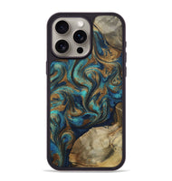iPhone 15 Pro Max Wood Phone Case - Rodolfo (Teal & Gold, 800693)