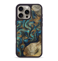 iPhone 16 Pro Max Wood Phone Case - Rodolfo (Teal & Gold, 800693)