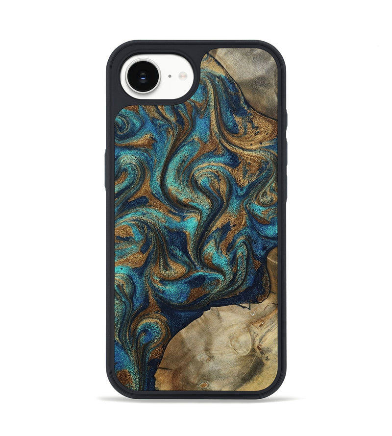iPhone 16e Wood Phone Case - Rodolfo (Teal & Gold, 800693)