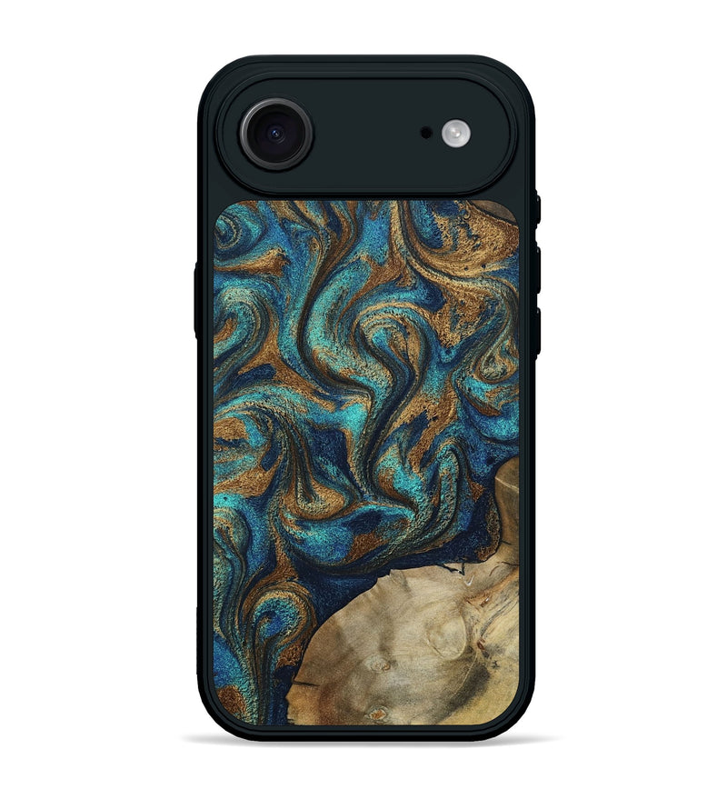 iPhone 17 Air Wood Phone Case - Rodolfo (Teal & Gold, 800693)