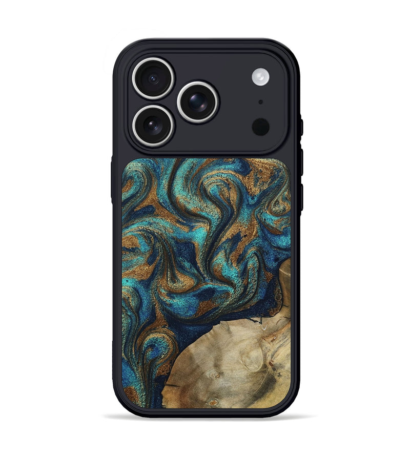 iPhone 17 Pro Wood Phone Case - Rodolfo (Teal & Gold, 800693)