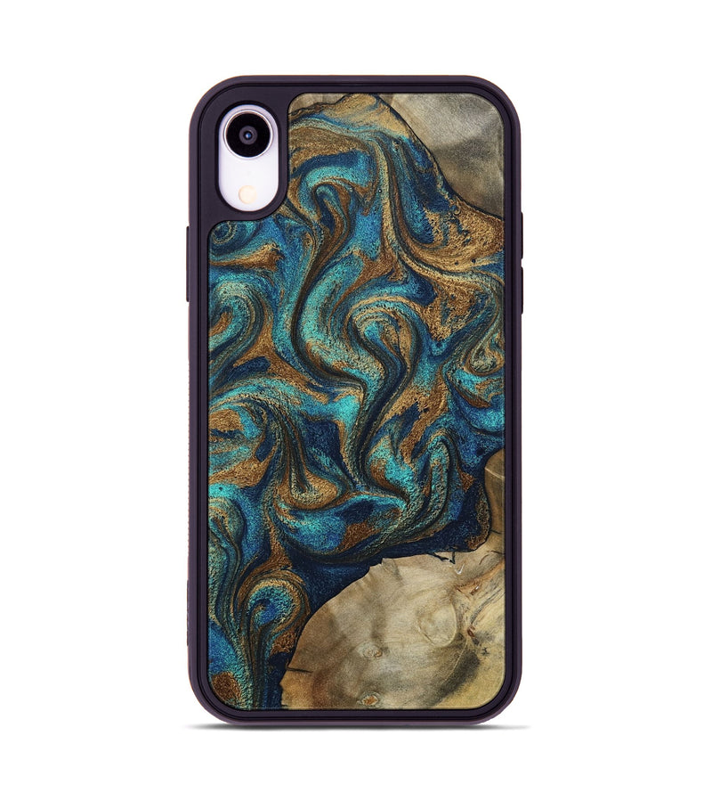 iPhone Xr Wood Phone Case - Rodolfo (Teal & Gold, 800693)