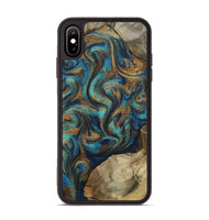iPhone Xs Max Wood Phone Case - Rodolfo (Teal & Gold, 800693)