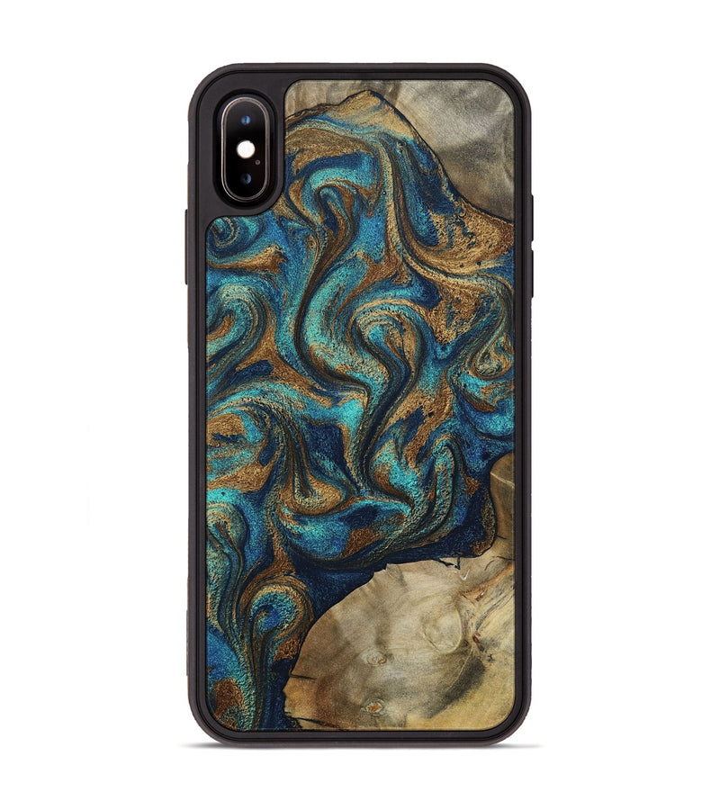 iPhone Xs Max Wood Phone Case - Rodolfo (Teal & Gold, 800693)