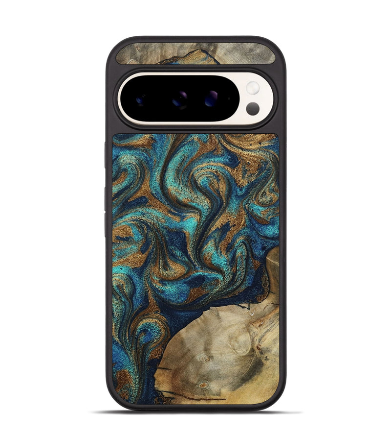 Pixel 9 Pro Wood Phone Case - Rodolfo (Teal & Gold, 800693)