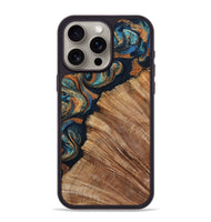 iPhone 15 Pro Max Wood Phone Case - Levar (Teal & Gold, 800695)
