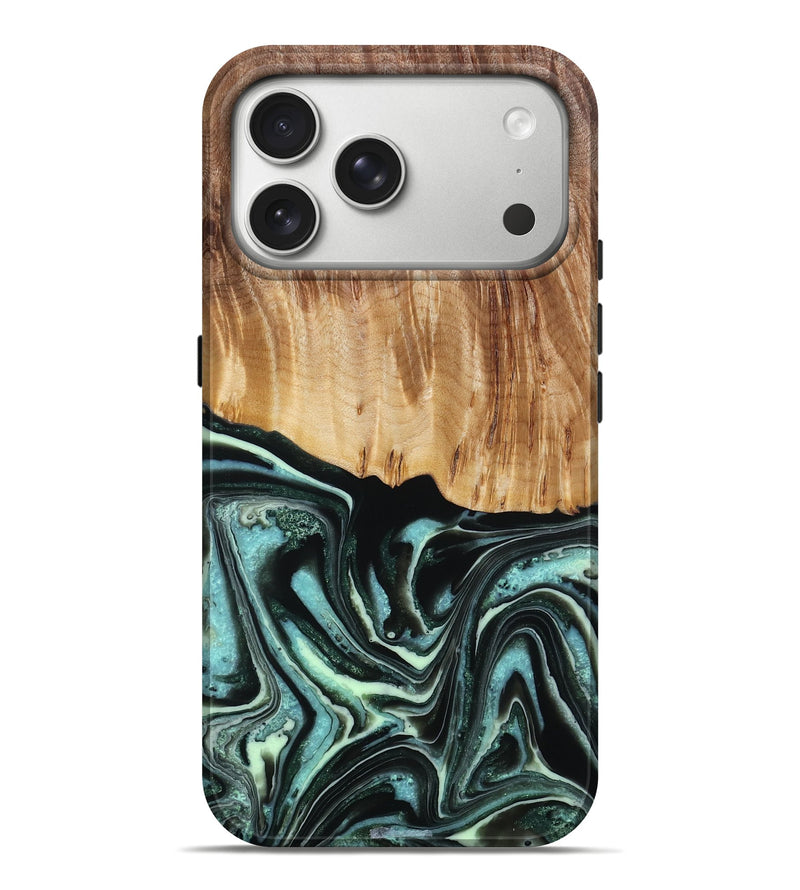iPhone 17 Pro Max Wood Live Edge Phone Case - Jasiah (Green, 800699)