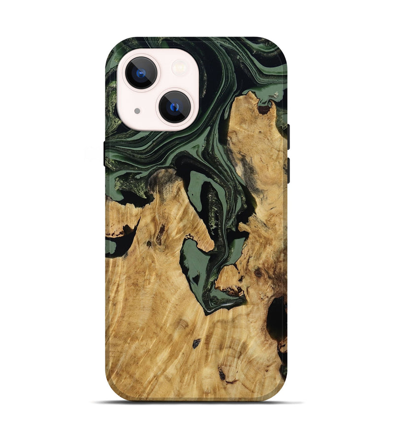 iPhone 14 Wood Live Edge Phone Case - Warner (Green, 800700)