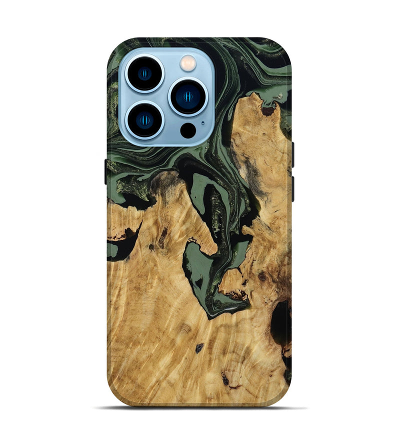 iPhone 14 Pro Wood Live Edge Phone Case - Warner (Green, 800700)