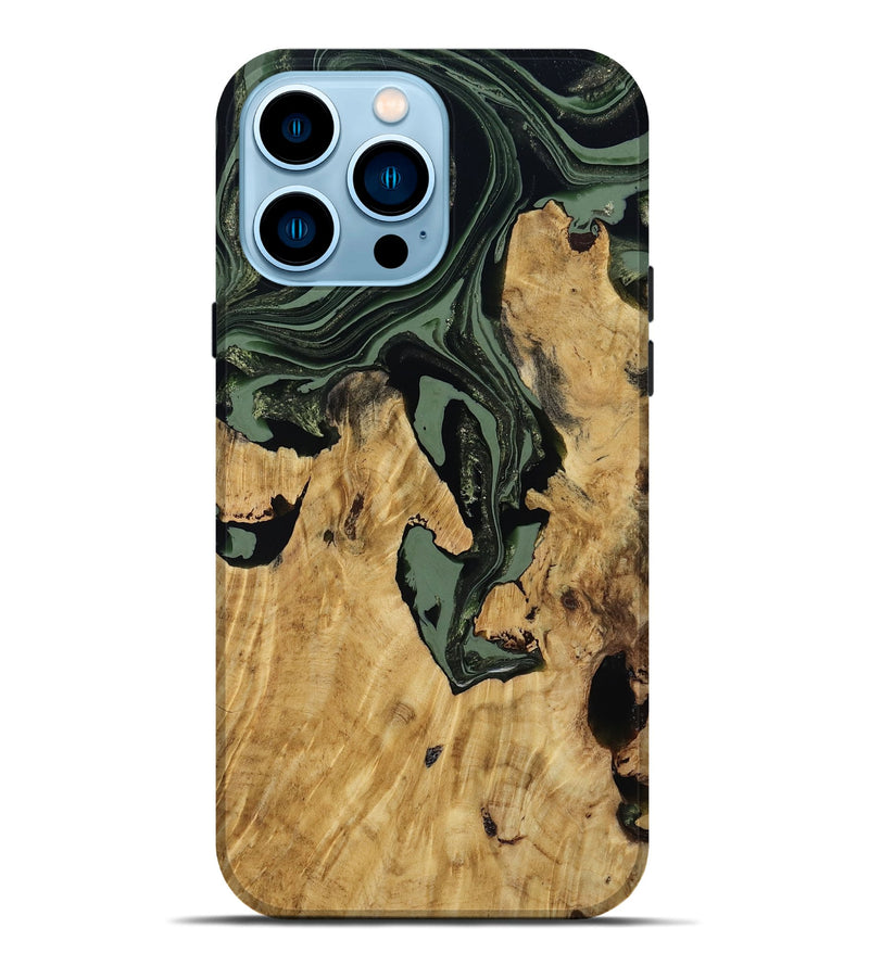 iPhone 14 Pro Max Wood Live Edge Phone Case - Warner (Green, 800700)