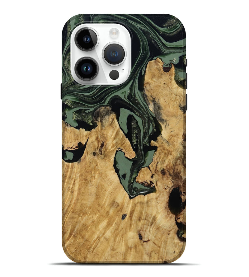 iPhone 15 Pro Max Wood Live Edge Phone Case - Warner (Green, 800700)